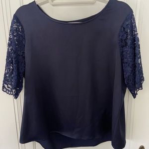 Tailor Made Navy Lace Sleeve Blouse (Large)